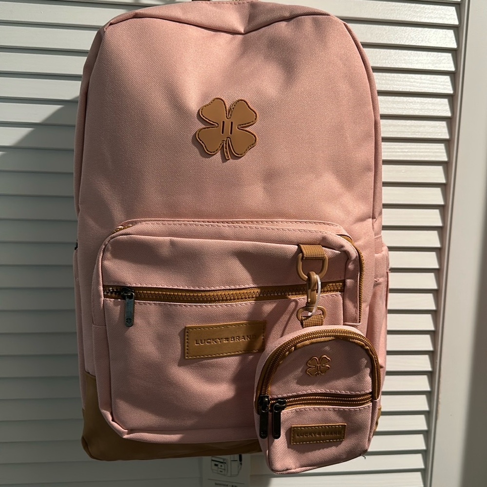 Lucky Brand Pink Backpack with Tan Accents